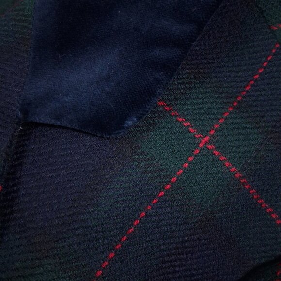 Vintage Green Wool Plaid Blazer Velvet CONRAD C Academia Preppy Gold Buttons - Picture 10 of 13